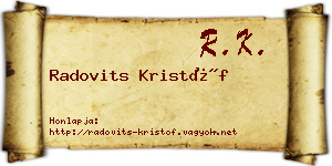 Radovits Kristóf névjegykártya